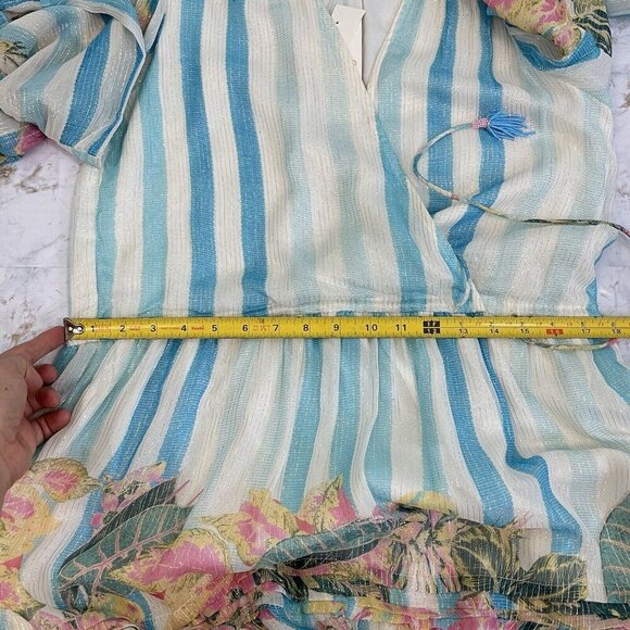 Rococo Sand Lily Drawstring Tassel Tie Floral Mini Dress Bell Sleeves Size Small - Picture 16 of 16